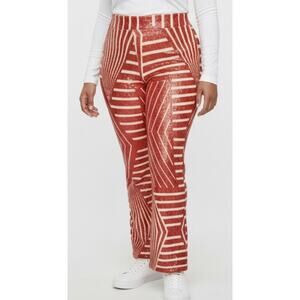 Red & Orange screaming stretch sequin flared stretch pants  (125)